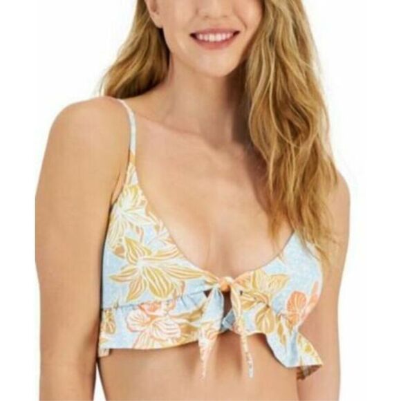Roxy Island In The Sun Blue Printed Bikini Top XS - Picture 1 of 15